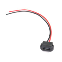 Разъем USB Type-C Female с проводами черный для питания встраиваемый