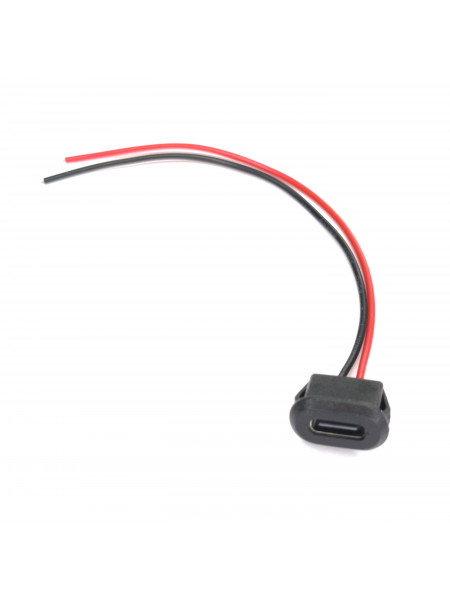 Разъем USB Type-C Female с проводами черный для питания встраиваемый