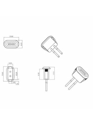 Разъем USB Type-C Female с проводами черный для питания встраиваемый