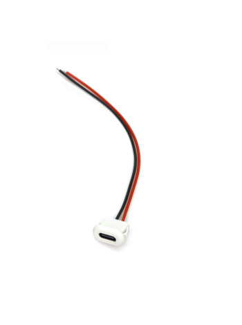 Разъем USB Type-C Female с проводами белый для питания встраиваемый