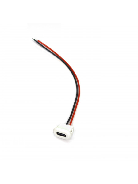 Разъем USB Type-C Female с проводами белый для питания встраиваемый