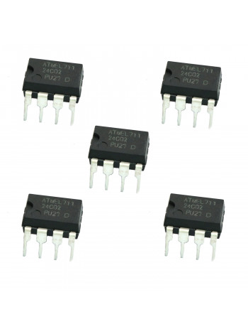 Микросхема памяти EEPROM AT24C02 DIP-8 (5шт)