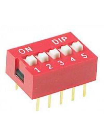 DIP переключатель 5pin красный (dip switch)