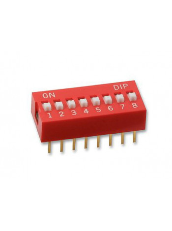 DIP переключатель 8pin красный (dip switch)