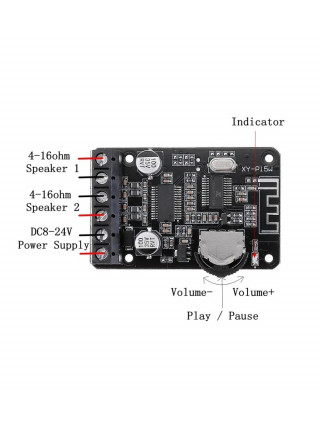 Стереоусилитель XY-P15W 2*20Вт с Bluetooth 5,0 класс D с корпусом